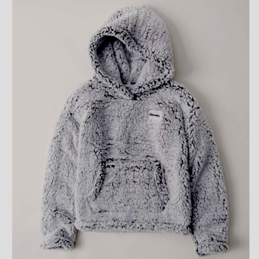 Abercrombie Kids Girls Grey Plush Sherpa Hoodie 7-8